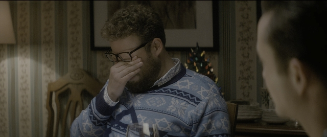 Wide shot frame from The Night Before — sitting, room, table