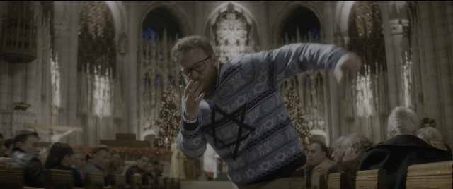 Wide shot frame from The Night Before — sitting, standing, person