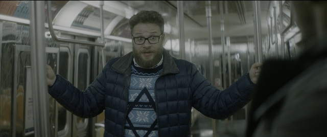 Wide shot frame from The Night Before — standing, beard, face