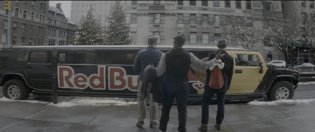 Wide shot frame from The Night Before — standing, street, snow