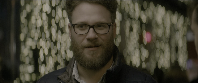 Medium shot frame from The Night Before — standing, beard, face