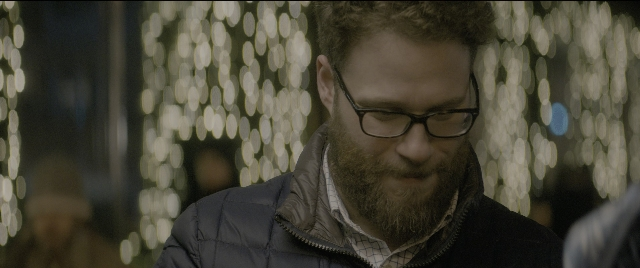 Wide shot frame from The Night Before — shirt, beard, face