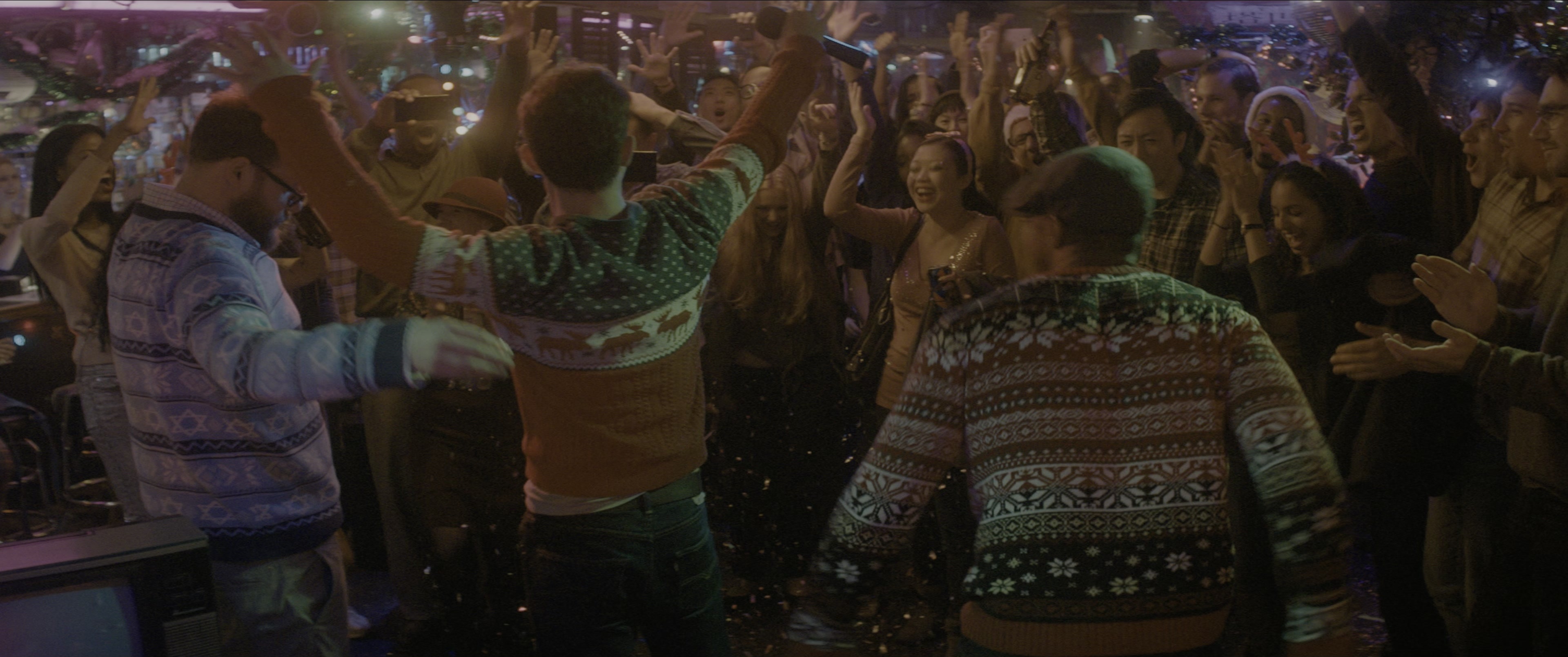 The Night Before (2015), wide, 2.39:1 — film still
