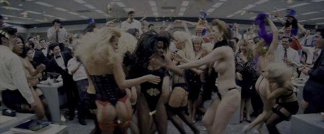 Wide shot frame from The Wolf of Wall Street — standing, room, person