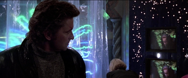 Wide shot frame from Black Rain — standing, room, face
