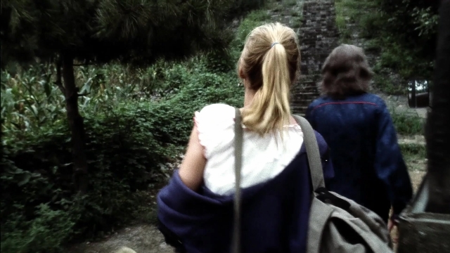 Wide shot frame from Kill Bill: Vol. 2 — standing, walking, hair