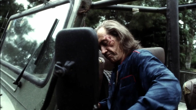 Wide shot frame from Kill Bill: Vol. 2 — sitting, car, face