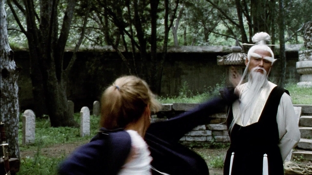 Wide shot frame from Kill Bill: Vol. 2 — standing, hand, beard