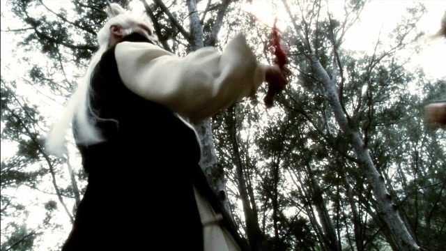 Wide shot frame from Kill Bill: Vol. 2 — standing, hand, fight