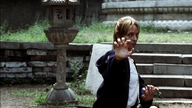 Wide shot frame from Kill Bill: Vol. 2 — standing, hair, person