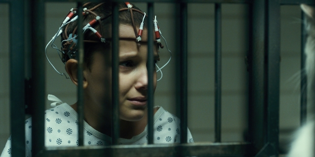 Medium shot frame from Stranger Things — shirt, face, person