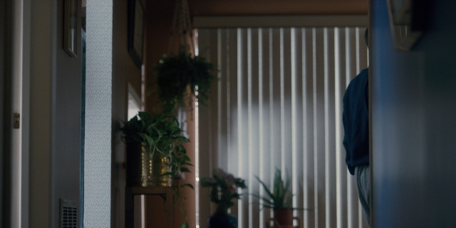 Wide shot frame from Stranger Things — standing, room, door