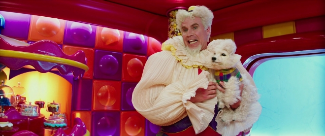 Wide shot frame from Zoolander 2 — room, table, dog