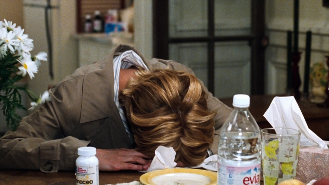 Wide shot frame from You've Got Mail — sitting, plate, table