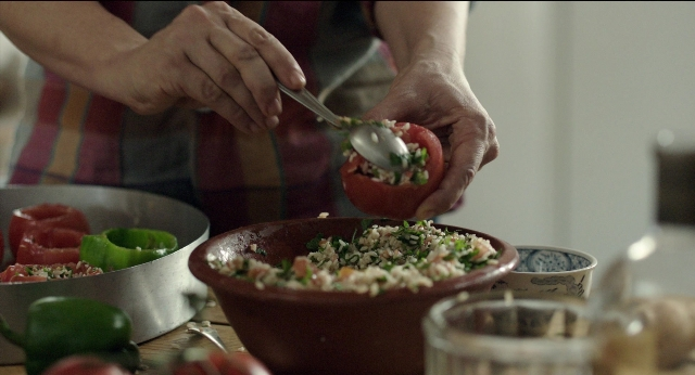 Frame from Before Midnight — kitchen, salad, tomato