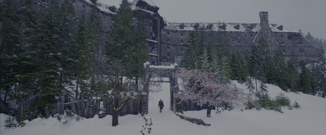 Wide shot frame from War for the Planet of the Apes — walking, snow, person