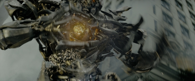 Wide shot frame from Transformers — statue sculpture
