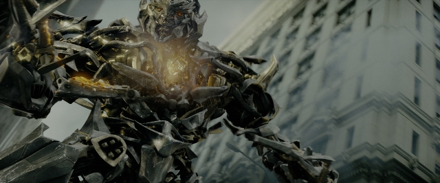 Wide shot frame from Transformers — statue sculpture