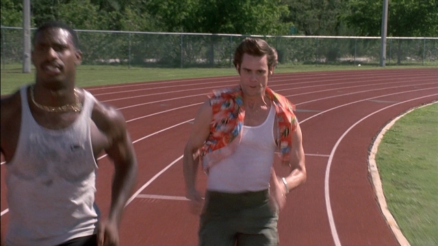 Wide shot frame from Ace Ventura: Pet Detective — face, person, human face