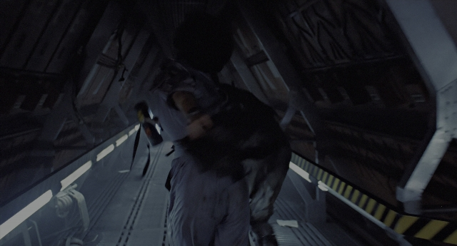 Wide shot frame from Aliens — walking, airplane, person