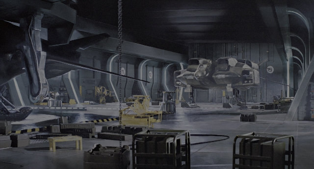 Wide shot frame from Aliens — room, car, furniture