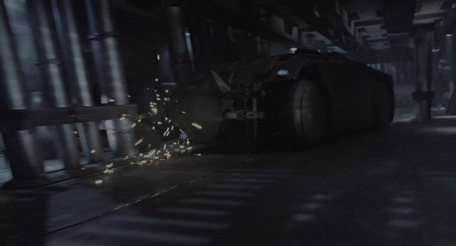 Wide shot frame from Aliens — car, wheel, land vehicle