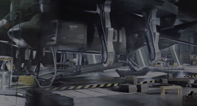 Wide shot frame from Aliens — furniture, airplane, running