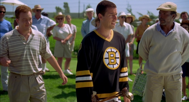 Wide shot frame from Happy Gilmore — standing, dialogue, person