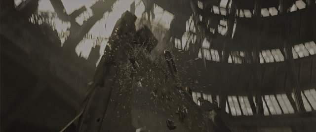Wide shot frame from The Hunger Games: The Ballad of Songbirds & Snakes — standing, room, person