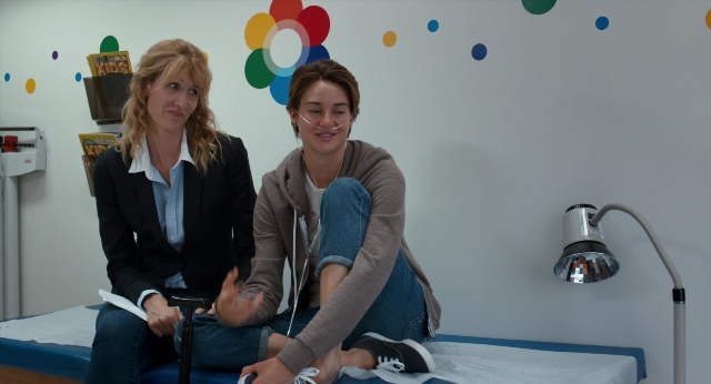 Wide shot frame from The Fault in Our Stars — sitting, room, table
