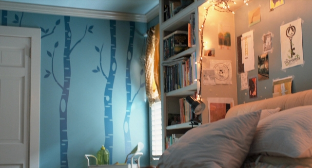Wide shot frame from The Fault in Our Stars — book, room, bed