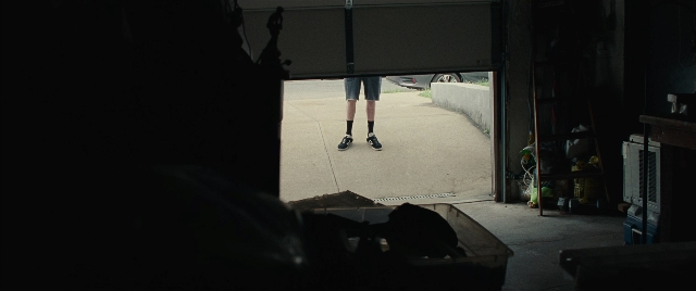 Wide shot frame from The King of Staten Island — standing, door, car