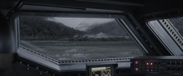 Wide shot frame from Alien: Covenant — room, car, snow