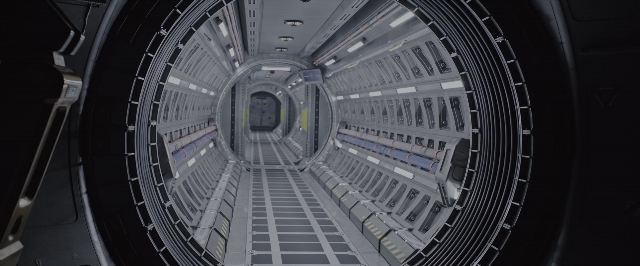 Wide shot frame from Alien: Covenant — room, car, running