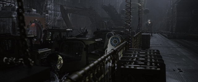 Wide shot frame from Alien: Covenant — room, running, building