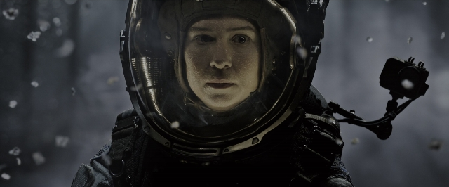Medium shot frame from Alien: Covenant — hat, suit, face