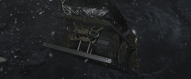 Wide shot frame from Alien: Covenant — boat, wheel, land vehicle