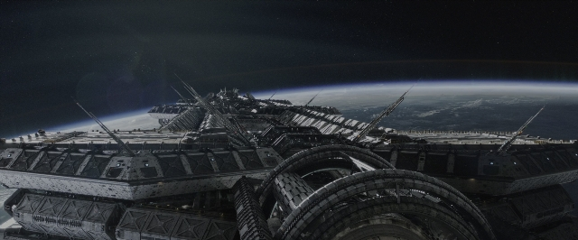 Wide shot frame from Alien: Covenant — car, water, boat