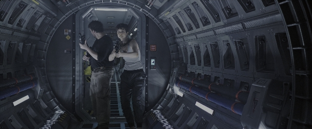 Wide shot frame from Alien: Covenant — standing, dialogue, person