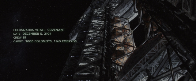 Medium shot frame from Alien: Covenant — night, skyscraper