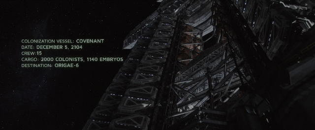 Wide shot frame from Alien: Covenant — skyscraper, boat