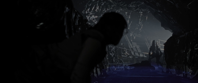 Wide shot frame from Alien: Romulus — standing, walking, person