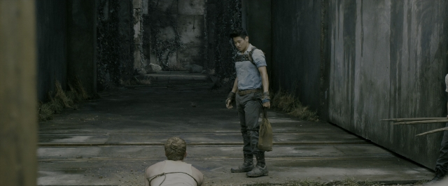 Wide shot frame from The Maze Runner — standing, hand, shirt