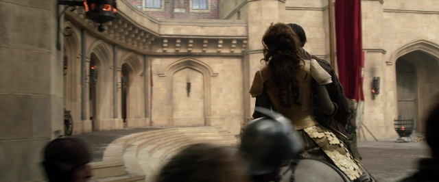 Wide shot frame from Jack the Giant Slayer — horse, hair, person