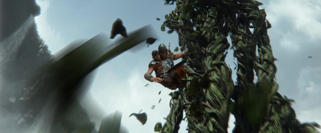Wide shot frame from Jack the Giant Slayer — hat, face, bird