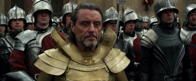 Medium shot frame from Jack the Giant Slayer — standing, beard, face