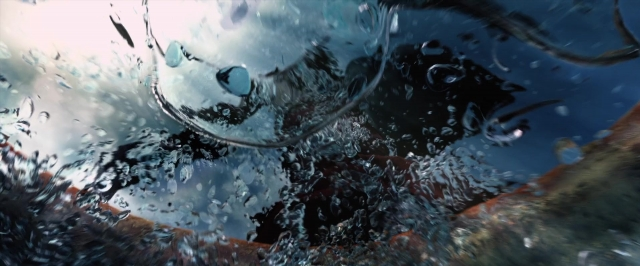 Wide shot frame from Jack the Giant Slayer — water, glass, fish