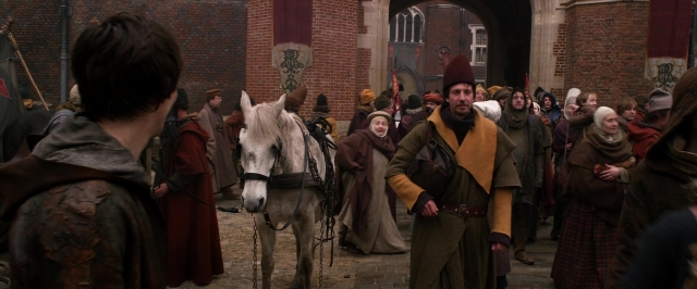 Wide shot frame from Jack the Giant Slayer — standing, walking, street