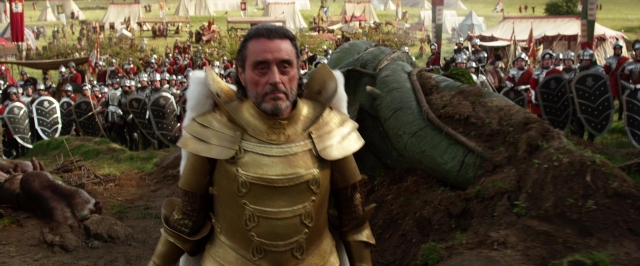 Medium shot frame from Jack the Giant Slayer — standing, hand, beard