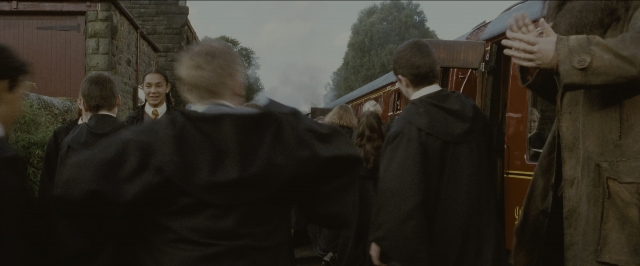 Wide shot frame from Harry Potter and the Sorcerer's Stone — standing, door, hand